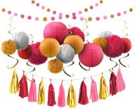 voplop party tissue decorations: 35 pcs of paper pom poms, 🎉 lanterns, garlands, and swirls - perfect for baby showers, birthdays, and weddings logo