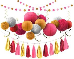 img 4 attached to Voplop Party Tissue Decorations: 35 pcs of Paper Pom Poms, 🎉 Lanterns, Garlands, and Swirls - Perfect for Baby Showers, Birthdays, and Weddings