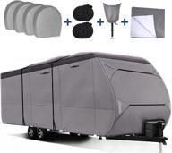 🏕️ rvmasking 500d top waterproof travel trailer cover rv cover for 26'1" - 28'6" rv camper motorhome with tire & tongue jack covers - ultimate protection for rv owners logo