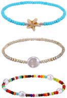 🌸 boho bracelets for women: freshwater pearl beaded ankle bracelets with starfish charm - stackable bracelets for teen girls logo
