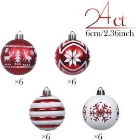 img 3 attached to 🎄 Valery Madelyn 24ct 60mm Shatterproof Red and White Traditional Christmas Ball Ornaments for Xmas Tree Decoration