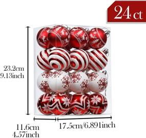 img 2 attached to 🎄 Valery Madelyn 24ct 60mm Shatterproof Red and White Traditional Christmas Ball Ornaments for Xmas Tree Decoration