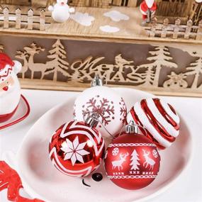 img 1 attached to 🎄 Valery Madelyn 24ct 60mm Shatterproof Red and White Traditional Christmas Ball Ornaments for Xmas Tree Decoration