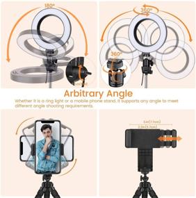 img 1 attached to 📸 Upgraded 6 inch Selfie Ring Light with Tripod Stand, Phone Holder, and Selfie Stick - Perfect for Live Stream, Photography, and Makeup! Dimmable LED Ringlight with 3 Modes and 10 Brightness Levels for TikTok and YouTube.