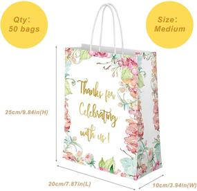 img 3 attached to Floral Design Thank You Gift Bags: 50 🌸 Pcs, Perfect for Wedding, Birthday, Baby Shower & Party Favors