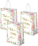 floral design thank you gift bags: 50 🌸 pcs, perfect for wedding, birthday, baby shower & party favors logo