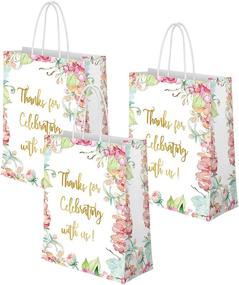 img 4 attached to Floral Design Thank You Gift Bags: 50 🌸 Pcs, Perfect for Wedding, Birthday, Baby Shower & Party Favors