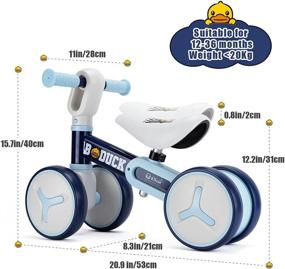 img 3 attached to 🚲 Blue Baby Balance Bike Toy for 1-Year-Old Boys and Girls | Toddler Bicycle Walker for 12-36 Months | No Pedal 4-Wheel Baby Bike | Ideal Baby's 1st Christmas and New Year Gift