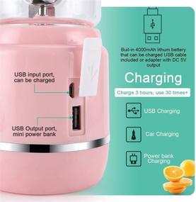 img 1 attached to 🍹 iOCSmart Portable Personal Size Blender: USB Rechargeable Mini Juicer for Smoothies & Shakes with 2 Cups, 4000mAh Batteries (Pink)