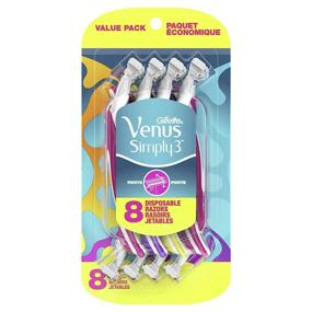 img 4 attached to 💃 Gillette Venus Simply3 Women's Disposable Razors, 8-Pack, Engineered for an Ultra-Close and Comfortable Shave