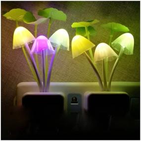 img 2 attached to 🍄 Color-Changing Mushroom Night Lights - Set of 4 Plug-in LED Nightlights for Bedroom, Bathroom, Stairs & More by AUSAYE