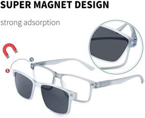 img 1 attached to WANWAN Spring Hinges Reader Glasses: Unisex Men's and Women's Magnet Clip-on Polarized Sunglasses Combo