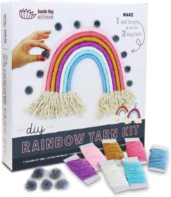img 4 attached to 🌈 Rainbow Yarn Room Decor Kit: Wall Hanging, Keychains | Kids Crafts 8-13 | Gifts for Teen Girls | Yarn Art Kit Teenage Girl Gifts