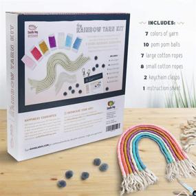 img 3 attached to 🌈 Rainbow Yarn Room Decor Kit: Wall Hanging, Keychains | Kids Crafts 8-13 | Gifts for Teen Girls | Yarn Art Kit Teenage Girl Gifts