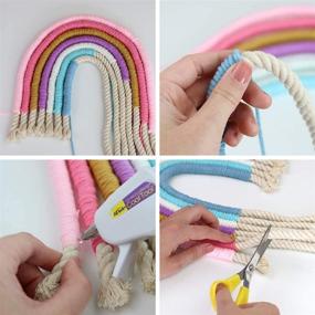 img 1 attached to 🌈 Rainbow Yarn Room Decor Kit: Wall Hanging, Keychains | Kids Crafts 8-13 | Gifts for Teen Girls | Yarn Art Kit Teenage Girl Gifts