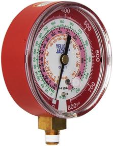 img 1 attached to 🌡️ Yellow Jacket 49137 3-1/8" Red Pressure Gauge: R-22/404A/410A, 0-800 psi, Fahrenheit Measurements - Ultimate HVAC Tool