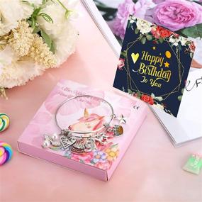 img 3 attached to 🎂 Adjustable Birthday Charm Bangle Bracelet with Box and Card - Yaomiao Birthday Bracelet for Women and Girls