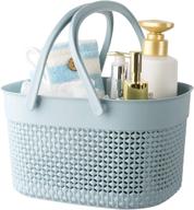 🛁 rejomiik portable blue shower caddy basket: plastic organizer storage tote with handles for bathroom, college dorm essentials, kitchen, camp, gym - toiletry bag bin box logo