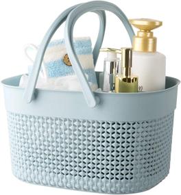 img 4 attached to 🛁 rejomiik Portable Blue Shower Caddy Basket: Plastic Organizer Storage Tote with Handles for Bathroom, College Dorm Essentials, Kitchen, Camp, Gym - Toiletry Bag Bin Box