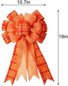 img 1 attached to Orange Buffalo Plaid Bow - Thanksgiving Wreath Bow for Fall, Christmas, Front Door or Tree Topper - Large Burlap Gift Bow for Home Indoor/Outdoor Decorations - 19inch x 10.7inch