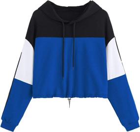 img 4 attached to 👚 SweatyRocks Women's ColorBlock Pullover Crop Top: Trendy Casual Long Sleeve Sweatshirt