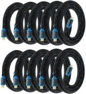 🔌 10-pack of 10-foot nylon braided hdmi 2.0 cables for monitors and hdtv - 4k ultra hd, high speed 18gbps, 4k@60hz hdr, 3d, 2160p, 1080p, hdcp 2.2, arc logo