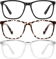 👓 3-pack blue-light blocker glasses for men/women - non-prescription gaming & computer fake glasses, blue light blocking logo