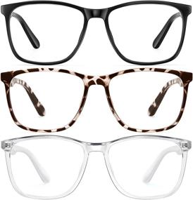 img 4 attached to 👓 3-Pack Blue-Light Blocker Glasses for Men/Women - Non-Prescription Gaming & Computer Fake Glasses, Blue Light Blocking