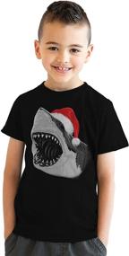 img 4 attached to 🦈 Youth Funny Holiday Shark Christmas T Shirt - Santa Jaws Cool Novelty Tee for Kids