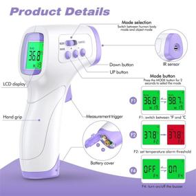 img 1 attached to 🌡️ WISHDREAM Forehead Thermometer: Non Contact Infrared Thermometer for Adults & Kids - LCD Display, Fever Alarm & Instant Readings