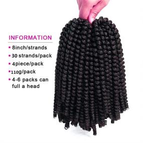 img 3 attached to 🔸 Ronsaen 8 Inch 4 Packs Spring Twist Hair - Real Kanekalon Synthetic Crochet Braids Braiding Hair Extensions, Color #2