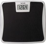 black vinyl glass platform digital body weight scale by taylor precision products - high 📏 capacity 350 lb, easy to clean mat, anti slip, auto on and off, 11.5 x 10.7 inches logo