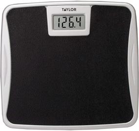 img 3 attached to Black Vinyl Glass Platform Digital Body Weight Scale by Taylor Precision Products - High 📏 Capacity 350 LB, Easy to Clean Mat, Anti Slip, Auto On and Off, 11.5 x 10.7 Inches