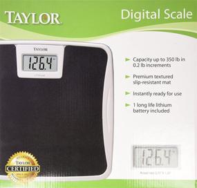 img 2 attached to Black Vinyl Glass Platform Digital Body Weight Scale by Taylor Precision Products - High 📏 Capacity 350 LB, Easy to Clean Mat, Anti Slip, Auto On and Off, 11.5 x 10.7 Inches