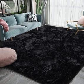 img 4 attached to Homore Modern Shag Rug for Bedroom Living Room, 6x9 Feet Super Soft and Comfy Carpet, Luxury Fluffy Area Rug, Cute Carpets for Kids Nursery Girls Home Dorm, Black