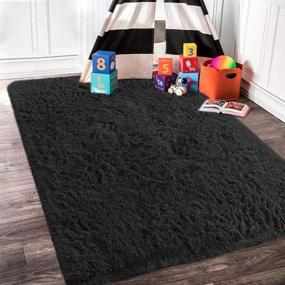 img 2 attached to Homore Modern Shag Rug for Bedroom Living Room, 6x9 Feet Super Soft and Comfy Carpet, Luxury Fluffy Area Rug, Cute Carpets for Kids Nursery Girls Home Dorm, Black