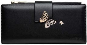 img 4 attached to 🦋 Stylish and Practical HOYOFO Butterfly Leather Bifold Wallet for Women – Black