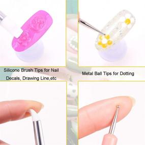 img 1 attached to 🎨 JASSINS 5PCS Nail Art Silicone Sculpture Pen: Dual Head Dotting Drawing Painting Pen with Metal Tip Brush for Perfect Embossing and Dotting Techniques