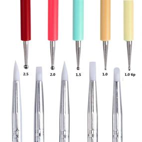 img 3 attached to 🎨 JASSINS 5PCS Nail Art Silicone Sculpture Pen: Dual Head Dotting Drawing Painting Pen with Metal Tip Brush for Perfect Embossing and Dotting Techniques