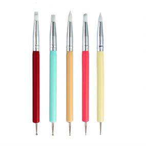 img 4 attached to 🎨 JASSINS 5PCS Nail Art Silicone Sculpture Pen: Dual Head Dotting Drawing Painting Pen with Metal Tip Brush for Perfect Embossing and Dotting Techniques
