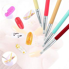 img 2 attached to 🎨 JASSINS 5PCS Nail Art Silicone Sculpture Pen: Dual Head Dotting Drawing Painting Pen with Metal Tip Brush for Perfect Embossing and Dotting Techniques
