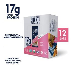 img 2 attached to SHANTI BALANCE, RECOVER Mango Cashew Turmeric Bars - 17G Plant-Based Protein, Organic & Gluten-Free Superfood for Immunity Boosting, Performance Nutrition - 12 Count, 2 oz Bars