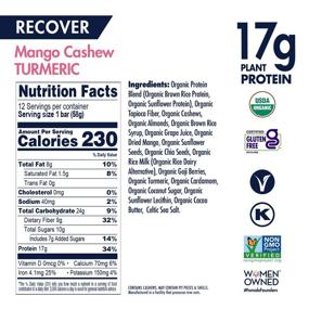 img 3 attached to SHANTI BALANCE, RECOVER Mango Cashew Turmeric Bars - 17G Plant-Based Protein, Organic & Gluten-Free Superfood for Immunity Boosting, Performance Nutrition - 12 Count, 2 oz Bars