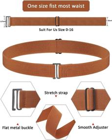 img 3 attached to 👗 Set of 4 Women's No Show Invisible Elastic Stretch Waist Belts with Flat Buckle