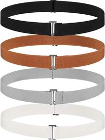 img 4 attached to 👗 Set of 4 Women's No Show Invisible Elastic Stretch Waist Belts with Flat Buckle