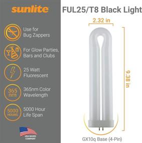 img 3 attached to 🔦 Sunlite 05165-SU T8 U-Shaped Light Bulb - 25W, UV Light, 365nm Wavelength, GX10q 4-Pin Base, Plug-In, 5,000h Life Span, Ideal for Clubs, Restaurants, Parties - Blacklight, 1 Count