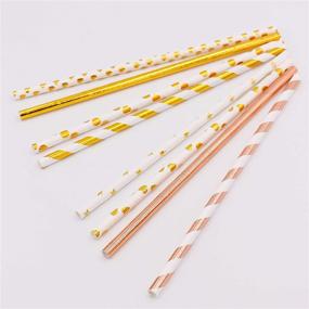 img 3 attached to 🥤 200-Pack Eco-Friendly Gold & Rose Gold Biodegradable Paper Straws, 7.75'' Long, Ideal for Cocktails, Smoothies, Juices, Milkshakes - Perfect for Parties, Decorations, and More!