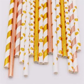 img 2 attached to 🥤 200-Pack Eco-Friendly Gold & Rose Gold Biodegradable Paper Straws, 7.75'' Long, Ideal for Cocktails, Smoothies, Juices, Milkshakes - Perfect for Parties, Decorations, and More!