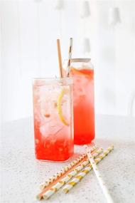 img 1 attached to 🥤 200-Pack Eco-Friendly Gold & Rose Gold Biodegradable Paper Straws, 7.75'' Long, Ideal for Cocktails, Smoothies, Juices, Milkshakes - Perfect for Parties, Decorations, and More!