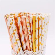 🥤 200-pack eco-friendly gold & rose gold biodegradable paper straws, 7.75'' long, ideal for cocktails, smoothies, juices, milkshakes - perfect for parties, decorations, and more! logo